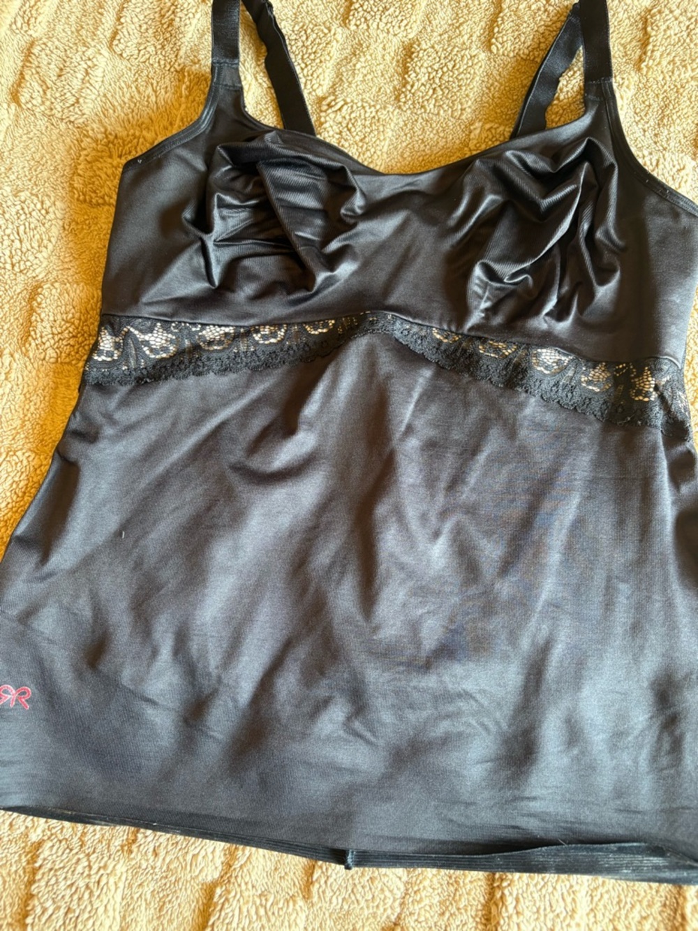 Ruby Ribbon Black Lace Trim Cami
